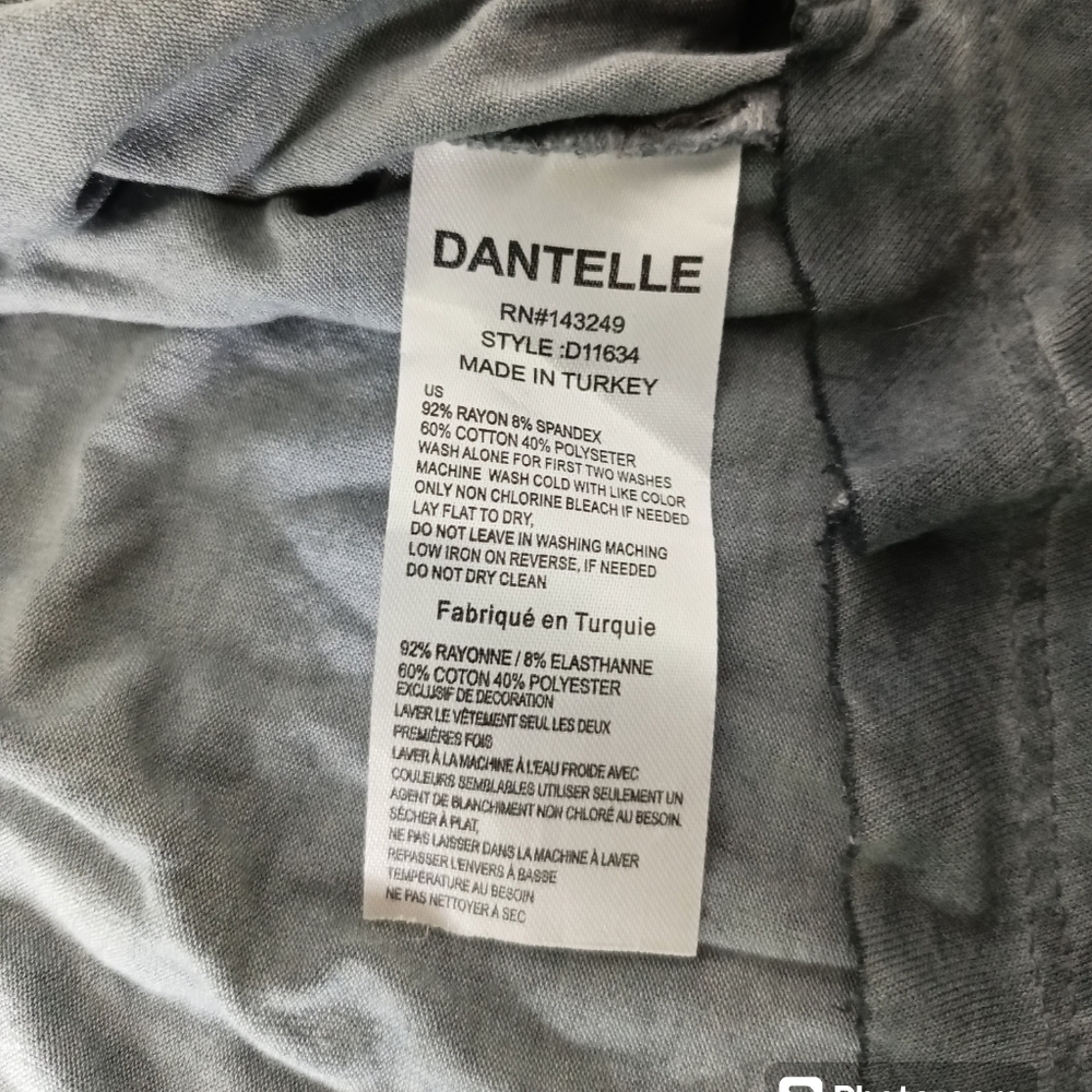 Dantelle Charcoal Lace-Detail 3/4 Sleeve Tee - Picture 9 of 9